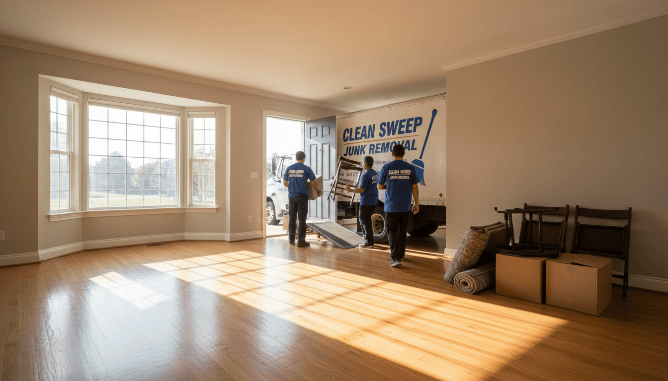 Empty room with sunlight after junk removal