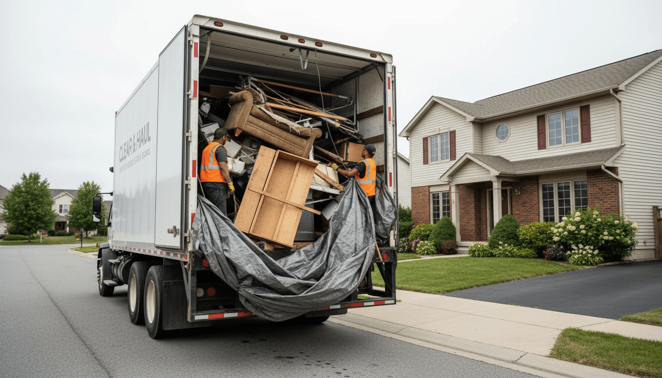 Truck bed full of household junk ready for disposal