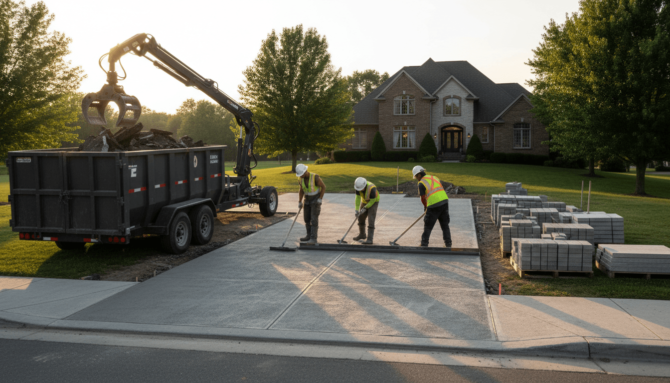 Clean driveway after construction waste removal